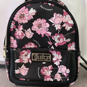 Juicy‎ Couture Women Backpack Los Angeles, California Roses Black Logo